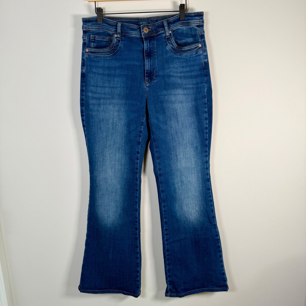 J.Jill Denim‎ High-Rise Flare Jeans Size 10 Dark Wash Blue Stretch High Waisted